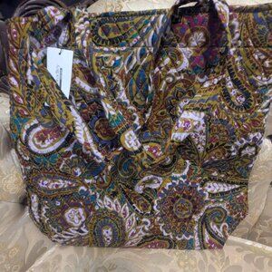 Vera Bradley Women's Cotton Large North South Tote Bag Buta Spray